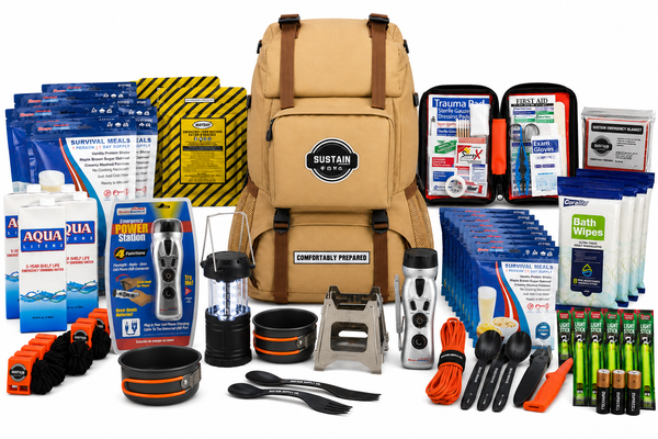 Ready America - Sustain Supply Comfort Emergency Kit for 4 People, 72 ...