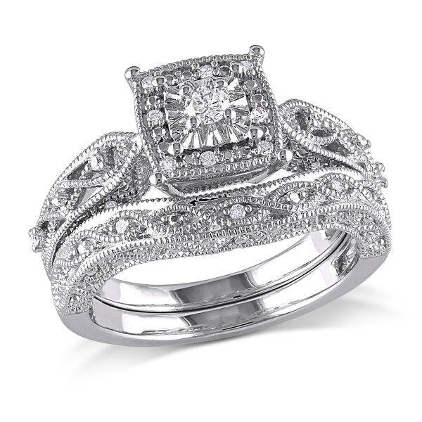Engagement Ring Collection Jewelry - 1/5 CT Diamond TW Silver Bridal ...