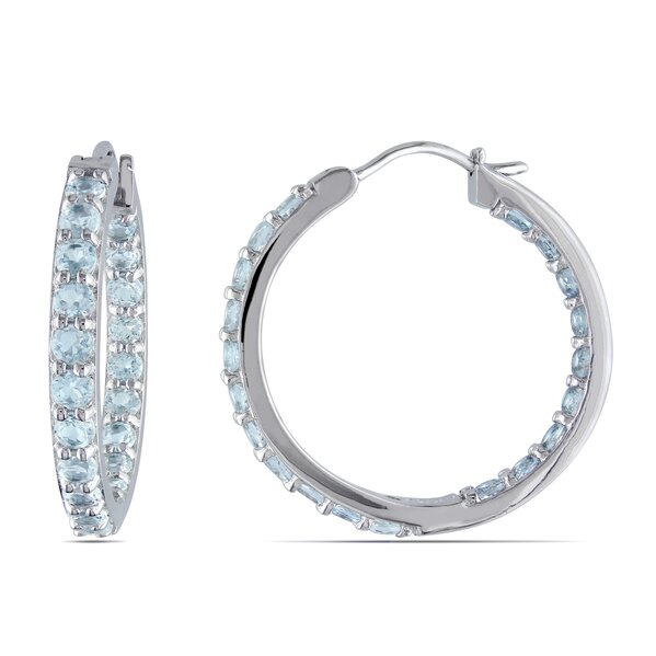 Aquamarine hoop earrings sale