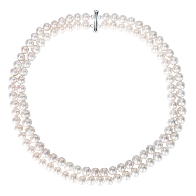 Pearl Jewelry - 2-Strand 9-10MM Freshwater Cultured Pearl Necklace With  Silver Bayonet Clasp - Discounts for Veterans, VA employees and their  families!