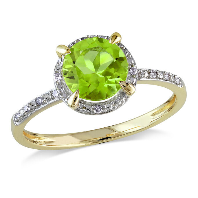 Birthstone Collection - 0.05 CT Diamond And 1 1/2 CT Peridot 10k