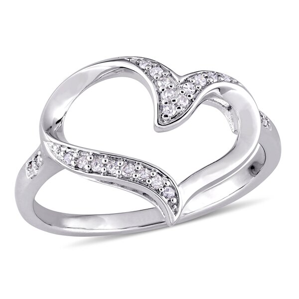 Diamond Jewelry 1/10 CT TW Diamond Heart Sterling Silver Ring