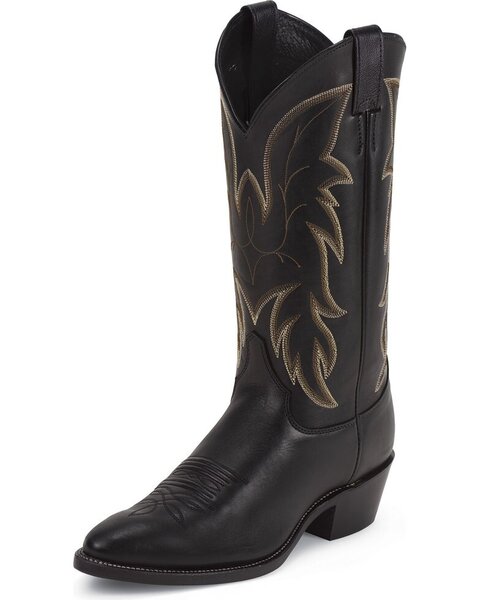 Justin Western Boots - Men's Royal Black Cowhide Boots - 1419 Military ...