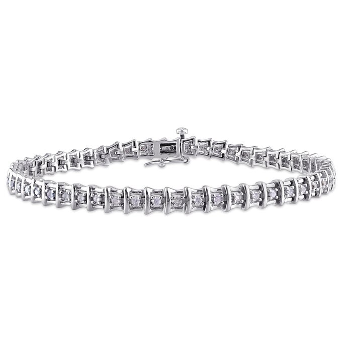 Diamond Accent XO Link Bracelet in Sterling Silver - 7.25