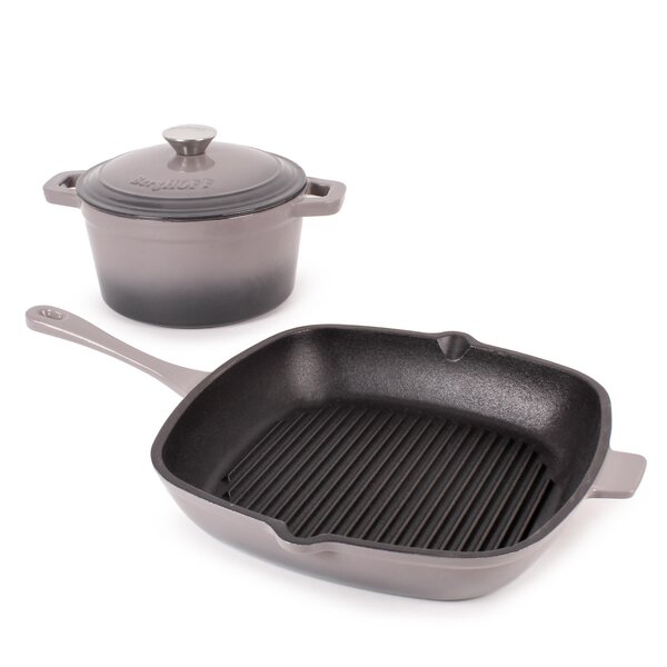 BergHoff - Neo 3pc Cast Iron Set: 3qt Covered Dutch Oven and 11 Grill Pan  - Discounts for Veterans, VA employees and their families!
