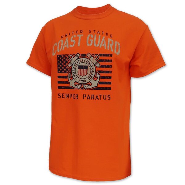 Coast Guard Gear - Coast Guard Vintage Stencil T-Shirt (Orange ...