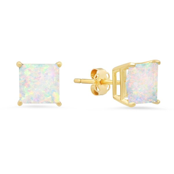Sterling White Opal Stud Earrings - Body Tune Plus Sterling White Opal Stud Earrings - Body Tune Plus