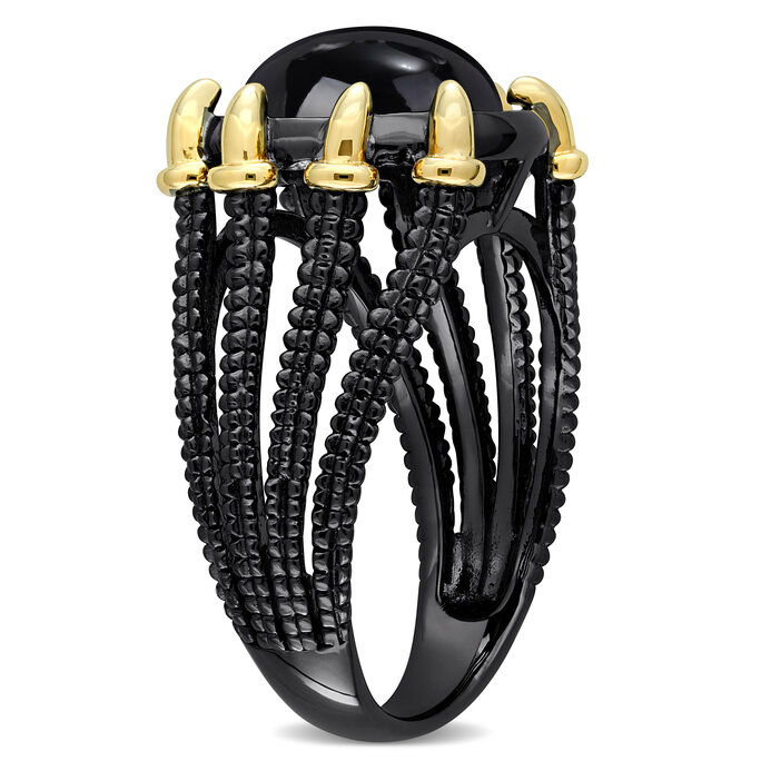 Hand+Some - Men's 6 CT TGW Black Agate Roped Split-Shank Cocktail