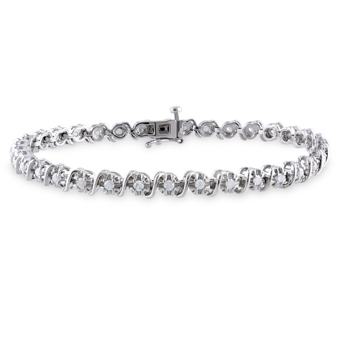 Silver 1 Carat Diamond 18cm Bracelet – Silver Chic