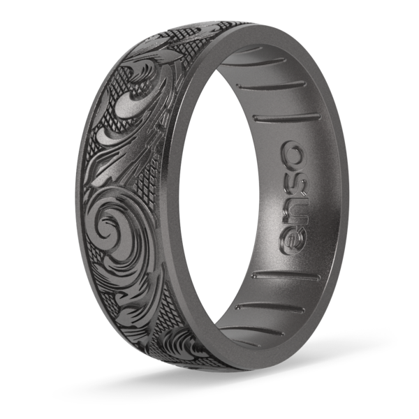 Enso Rings Etched Signature Silicone Rings Flourish Platinum