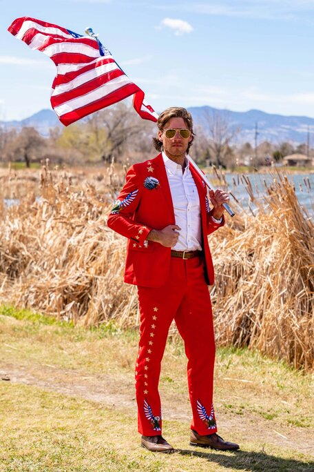 Shinesty - The Sunday Best | Western Style Red USA Suit - Military