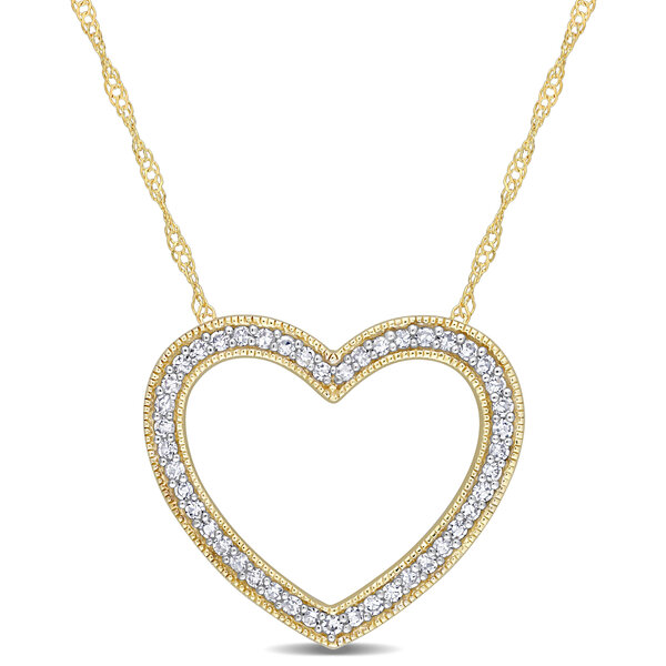 Diamond Jewelry - Women's 1/4 CT TW Diamond Heart Necklace in 14k ...