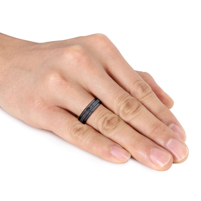 Black Men's Ring Black Rhodium Plated Men's Ring - Etsy | Mens black ring,  Statement ring silver, Black rings