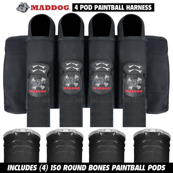 Maddog 4 Pod Vertical Paintball Harness Pod Pack w