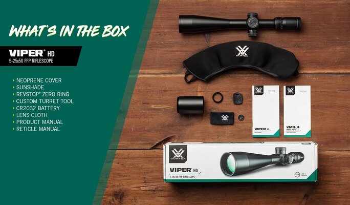 Vortex Optics - Viper® HD 5-25x50 FFP VMR-4 MRAD Riflescope