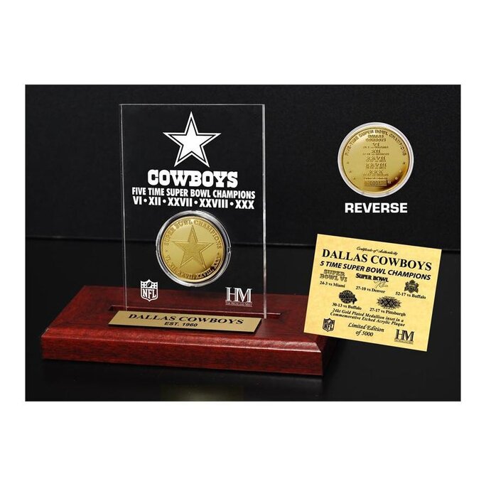 The Highland Mint - Dallas Cowboys 5x Super Bowl Champs Gold Coin with  Acrylic Display - Discounts for Veterans, VA employees and their families!