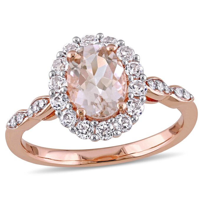 Diamond ring with morganite on sale accents