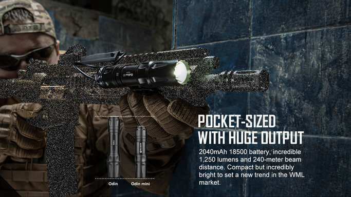 Olight　Odin-mini 1250ルーメン　20mm用マウント付 Olight Odin Mini Desert Tan 1250 Lumen Rechargeable Rail