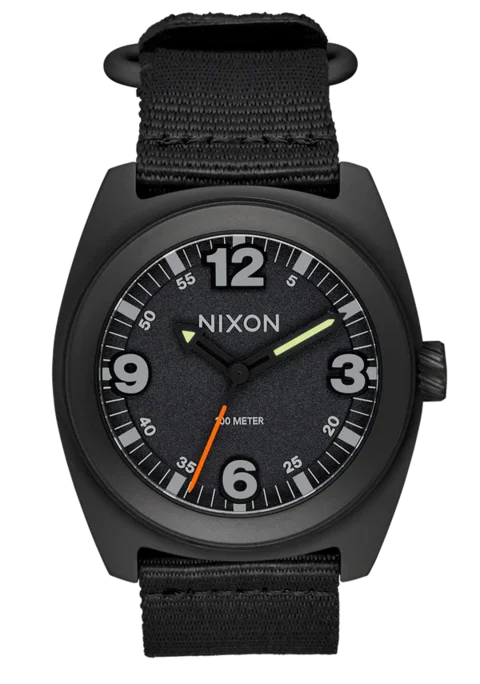 グラインドロッヂ LOV XXL Nixon - Men's Clutch 42 Watch - Matte Black/Black - Military & Gov